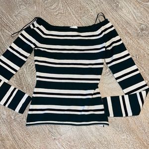 H&M Off Shoulder Striped Hipster Tee XS